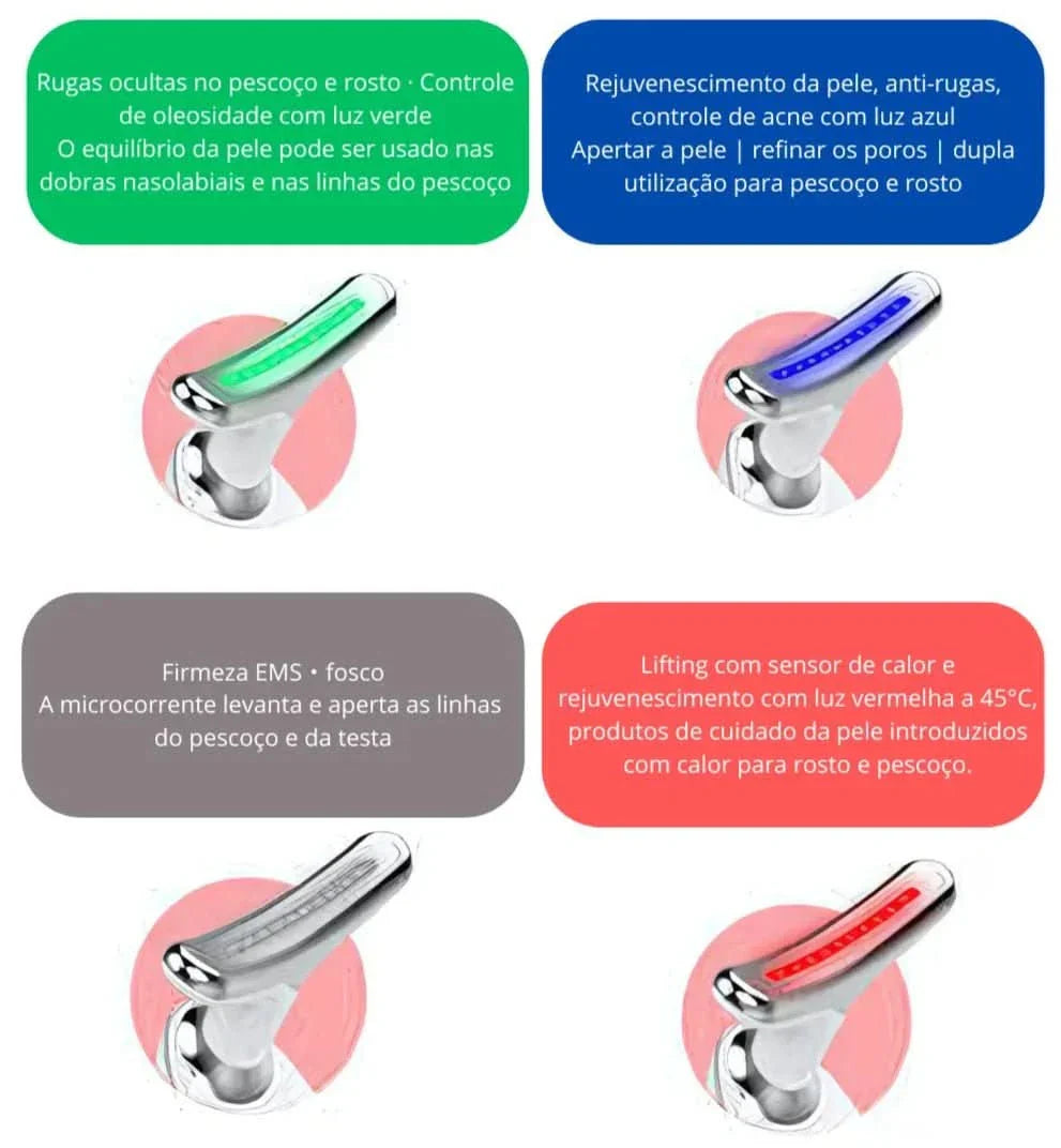 Massageador Facial para rosto e pescoço Efeito Lifting Anti-Rugas - LIFT SKIN™